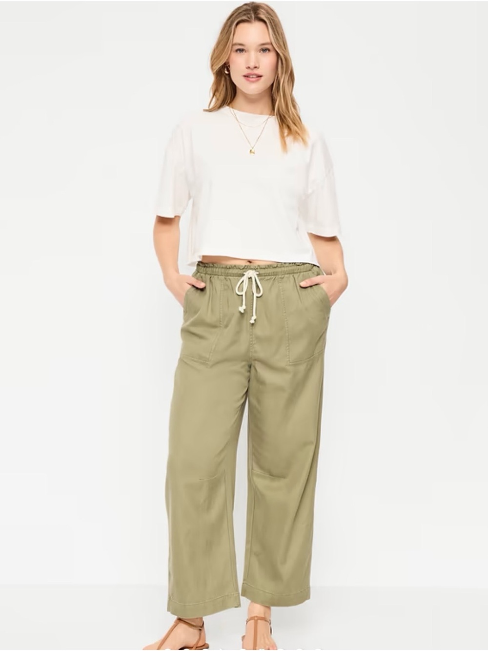 Old Navy Mid-Rise Straight Drawstring Wide-Leg Pants